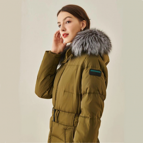 プラダレディースロングダウンパディングa0679カーキ