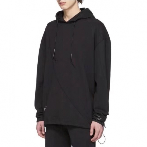 --エイコールドウォールメンズプリントオーバーサイズコットンフーディw008ブラック