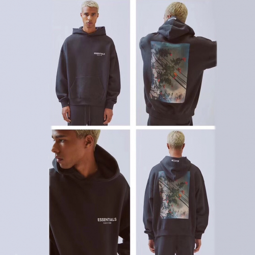 フィアオブゴッドメンズコットンフーディa0172(ブラック/ホワイト)