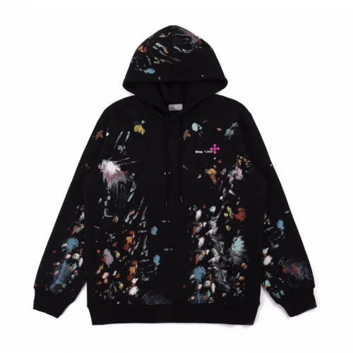 オフホワイトメンズコットンフーディf0113..2(ブラック/ホワイト)