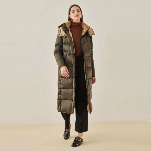 マックスマーラレディースロングダウンパディングx005グリーン