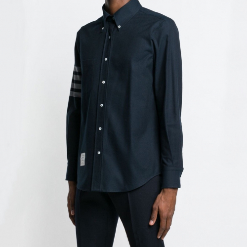 トムブラウンメンズストラップコットンシャツm0199ネイビー