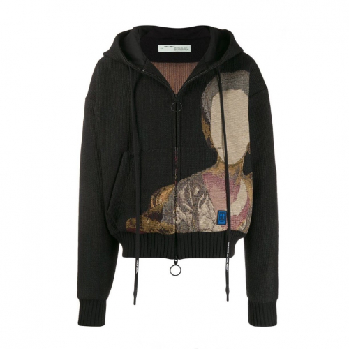 オフホワイトメンズコットンフーディf0150ブラック