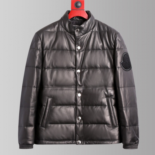 モンクレールレディースパッチモダンレザーダウンパディングc0751ブラック