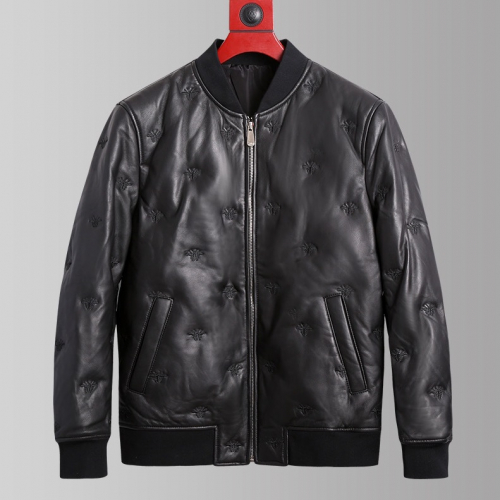 ディオールメンズダウンパディングレザージャケットo0337ブラック