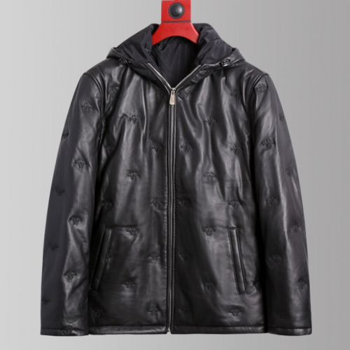 ディオールメンズダウンパディングレザージャケットo0338ブラック