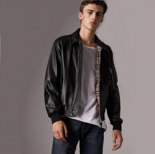 バーバリーメンズカジュアルレザージャケットr01134.ブラック
