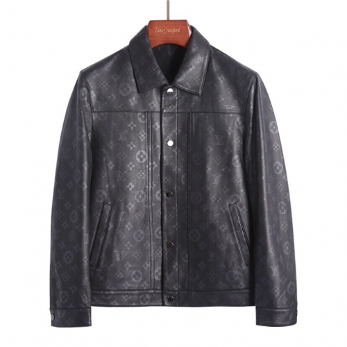 -ルイヴィトンメンズカジュアルレザージャケットu01257ブラック