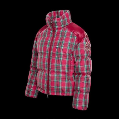 モンクレールレディースパッチモダンダウンパディングc07752(ピンク/グリーン)