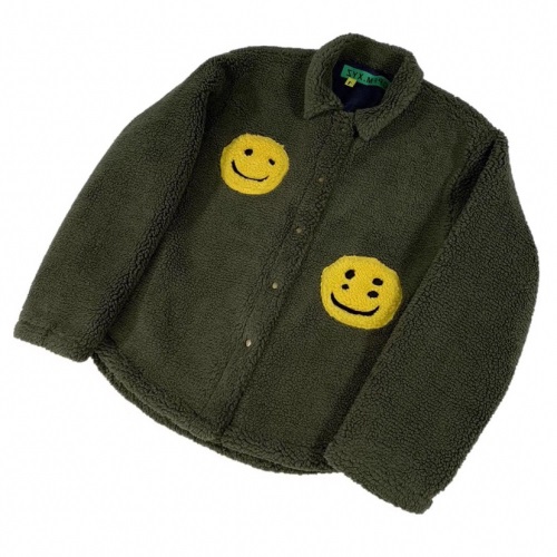 カニエウェストメンズスマイルフランネルジャケットy06オリーブ