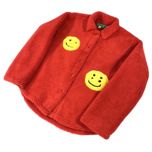 カニエウェストメンズスマイルフランネルジャケットy007レッド