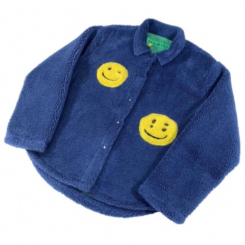 カニエウェストメンズスマイルフランネルジャケットy008ブルー