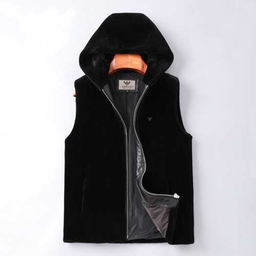 アルマーニメンズカジュアル毛皮ベストm0297ブラック