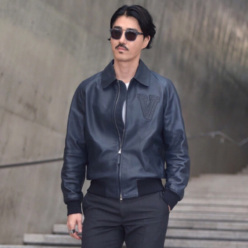 -ルイヴィトンメンズカジュアルレザージャケットu01262ブルー