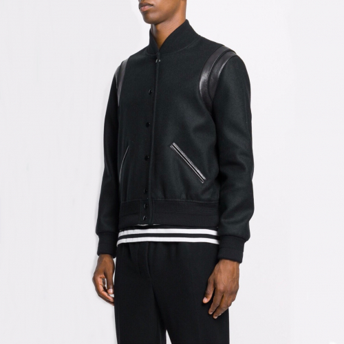 サンローランメンズスターウールブルゾンl0072ブラック