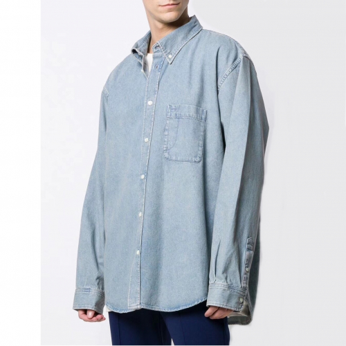 バレンシアガメンズオーバーサイズコットンシャツl0302.ブルー