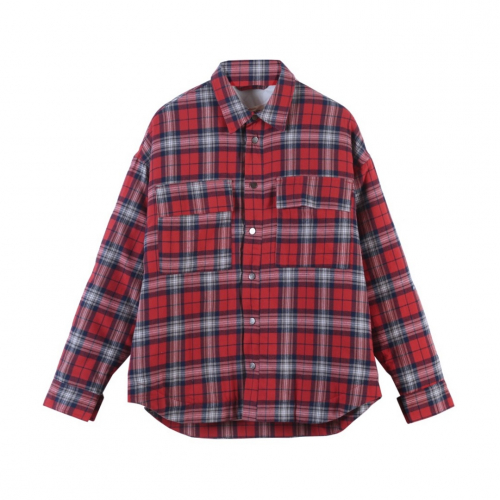 フィアオブゴッドメンズオーバーサイズミニマルダウンシャツa0033レッド