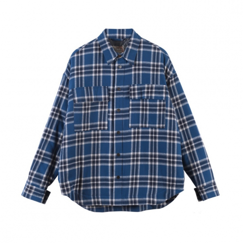 フィアオブゴッドメンズオーバーサイズミニマルダウンシャツa0034ブルー