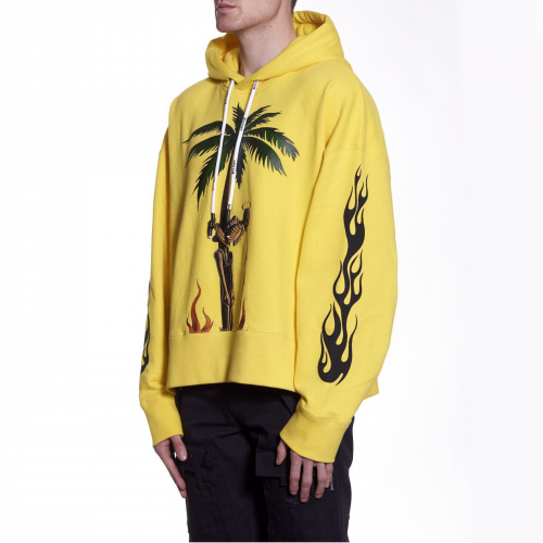 パームエンジェルスメンズオーバーサイズコットンフーディm0029イエロー
