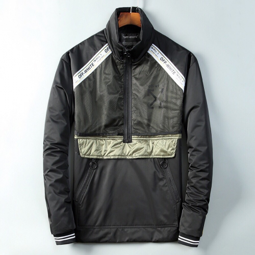 -オフホワイトメンズやじるしパディングジャンパーf0158ブラック