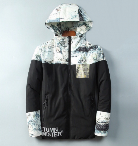 オフホワイトメンズやじるしパディングジャンパーf0160ブラック