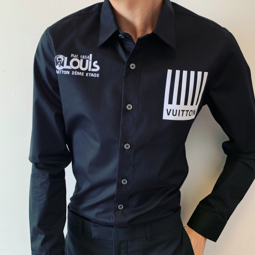 ルイヴィトンメンズコットンシャツu012752(ブラック/ホワイト)