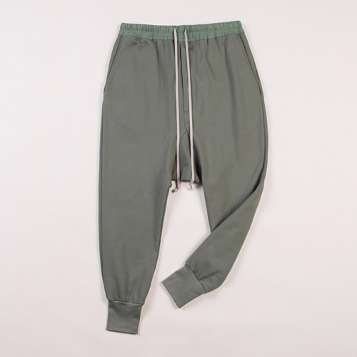 リックオウエンスメンズコットントレーニングパンツc0013グリーン