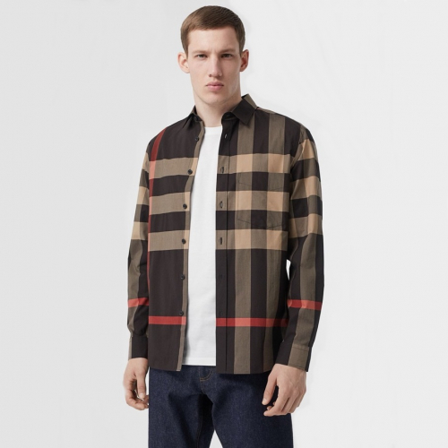 バーバリーメンズヴィンテージコットンシャツr01273.カーキ