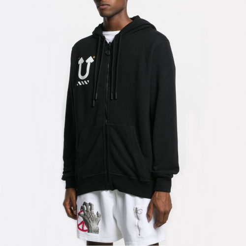 オフホワイトメンズオーバーサイズフーディf0176ブラック