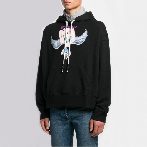 パームエンジェルスメンズオーバーサイズコットンフーディm0039ブラック