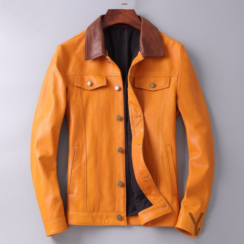 -ルイヴィトンメンズカジュアルレザージャケットu01309イエロー