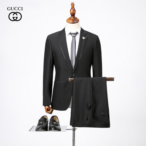 グッチメンズコットンスーツジャケット&パンツc01503ブラック