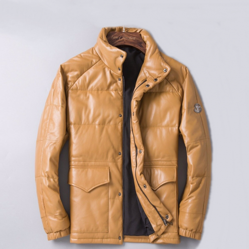 モンクレールメンズカジュアルダウンレザージャケットc0906キャメル