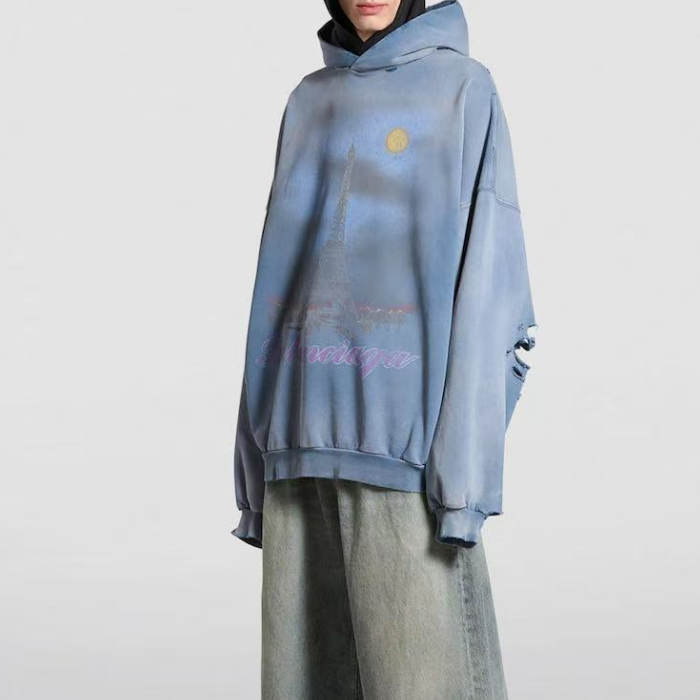 バレンシアガユニセックスジップアップフーディ-c0054