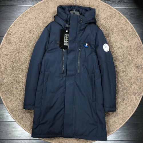 モンクレールメンズパッチモダンダウンロングジャケットc0940ネイビー