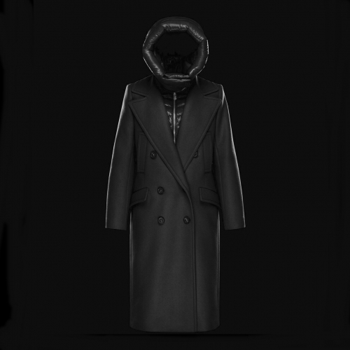 モンクレールレディースカジュアルグースダウントレンチコートc0951ブラック