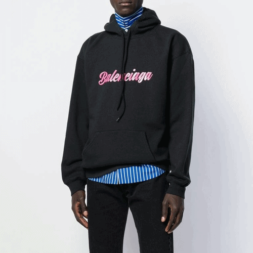 バレンシアガメンズオーバーサイズコットンフーディl0452ブラック