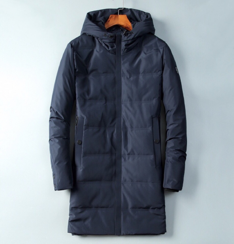 モンクレールメンズパッチモダングースダウンロングジャケットc0370ネイビー