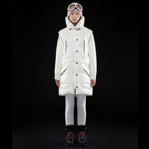 モンクレールレディースパッチモダンダックダウンパディングベストc010352(ブラック/ホワイト)