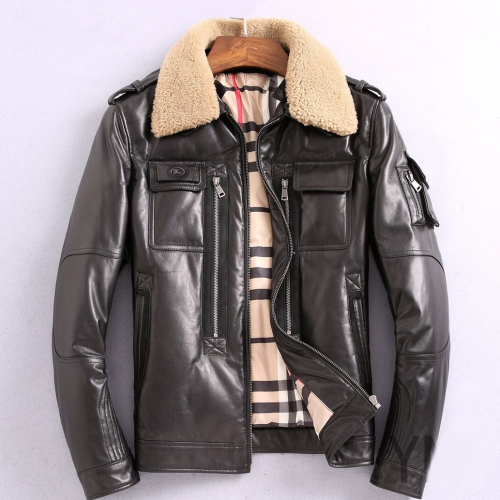 バーバリーメンズカジュアルレザージャケットr01395ブラウン