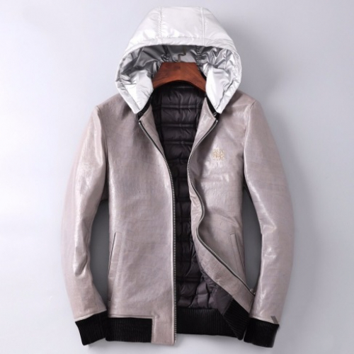 ロエベメンズカジュアルダウンレザージャケットe0102ベージュ