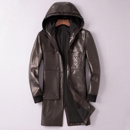 ロエベメンズカジュアルレザージャケットe0105ブラウン