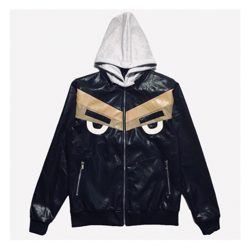 -ェンディメンズカジュアルジップアップレザージャケットn0388.ブラック