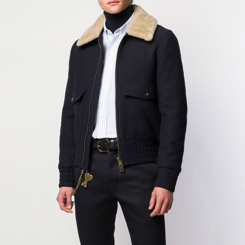 アミメンズカジュアルカシミヤジャケット006.ネイビー