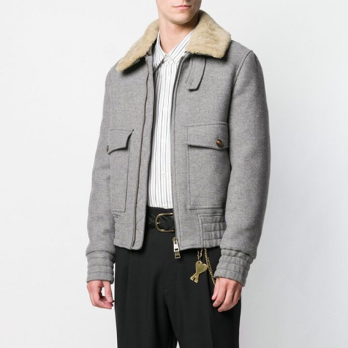 アミメンズカジュアルカシミヤジャケット007.グレー