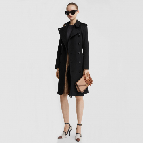 バーバリーレディースヴィンテージカシミヤトレンチコートr01421ネイビー