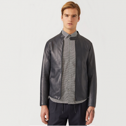 アルマーニメンズカジュアルレザージャケットm0398ブラック