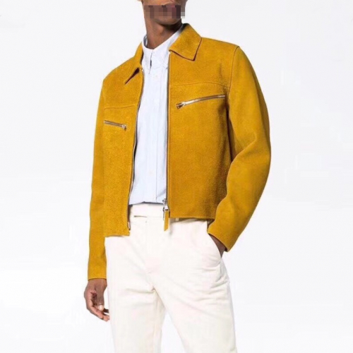 コーチコーチメンズカジュアルレザージャケットa001イエロー