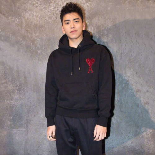 /アミメンズコットン起毛フーディ0014ブラック