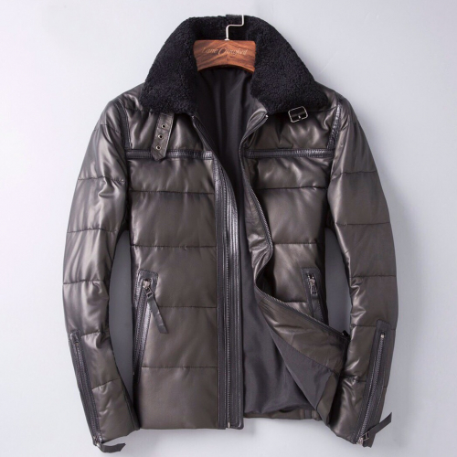 バーバリーメンズカジュアルダウンレザージャケットr01447ブラウン